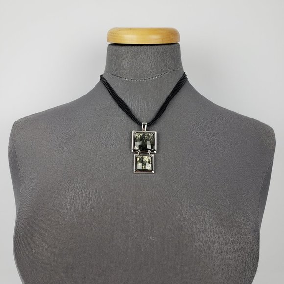 Jewelry - Silver Pendant Black Cord Necklace